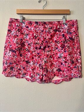 Active Wear Scalloped Shorts Pink Floral Tennis Golf Workout Resort Summer XLP